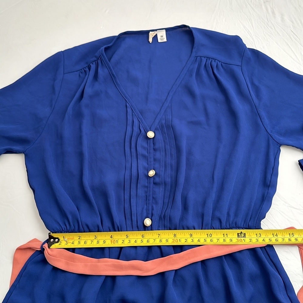Francesca’s electric blue v-neck button front three quarter sleeve dress - Picture 8 of 12